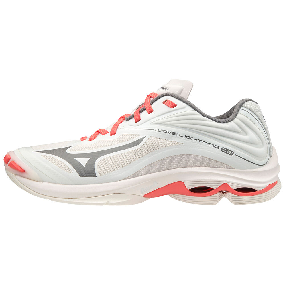 Sapatilhas Voleibol Mizuno Wave Lightning Z6 - Mulher - Branco/Coral - AJKRO3954